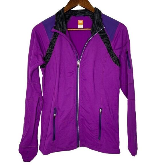 Lucy Purple Thumbhole Zipper Pocket Closure Long Sleeve Track Jacket M Women - Picture 1 of 10